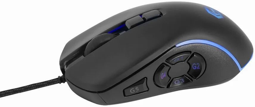 Миша Gembird MUSG-RAGNAR-RX500 Black, Black, Ігрова, Дротова, 10, USB, 7200, 1.80 м, ABS-пластик, 125 &times; 64 &times; 41 мм, Ергономічний для правої руки, Оптичний