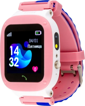 Дитячий Смарт Годинник AmiGo GO004 Pink, 1.44", Тривожна кнопка SOS, GPS-трекінг, Підрахунок кроків, GO004, iOS + Android, 1-3 дні, IPS, GPS, Дротова зарядка, 2G, Micro-SIM, Акселерометр, GPS, Прямокутна, IP67