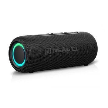 Акустична система REAL-EL X-715 Black, Black, Bluetooth, AUX, USB, Акумулятор, 10 Вт, Не заявлено, TWS, Вбудований мікрофон, RGB-підсвічування, IPX5