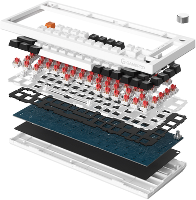 Бездротова клавіатура GamePro MK160W (Red) з Hot-Swap RGB White, Black