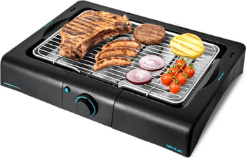 Електрогриль Cecotec CCTC-03048 PerfectSteak 2400W Black, Немає, 2400 Вт, Гриль, Барбекю, Регулювання потужності, Решітка з нержавіючої сталі, 3 рівні висоти, Захисна панель від вітру, Знімний піддон