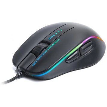 Миша REAL-EL RM-747 Black, Black, Офісна, Дротова, 7, USB, 3200, 1.80 м, Пластик, 130 &times; 75 &times; 40 мм, Ергономічний для правої руки, Оптичний