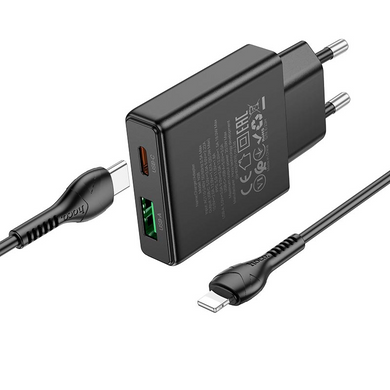 МЗП Hoco N38 QC3.0/PD20W Type-C/USB + Кабель Type-C to Lightning Black