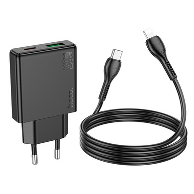МЗП Hoco N38 QC3.0/PD20W Type-C/USB + Кабель Type-C to Lightning Black