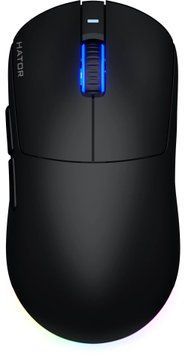 Миша бездротова Hator Quasar 3 Wireless Black (HTM730), Ігрова, Бездротова, 5, USB; 2.4 ГГц; Bluetooth, 12000, Пластик, 125 &times; 64 &times; 40 мм, Симетричний, Оптичний