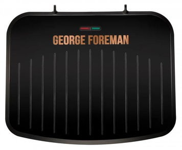 Електрогриль George Foreman 25811-56 1630W Black/Copper, 511 см&sup2;, 1630 Вт, Контактний гриль, Приготування м&rsquo;яса, овочів і паніні, Антипригарні мідні пластини, Плаваюча верхня пластина, Регульована задня ніжка, Піддон для жиру