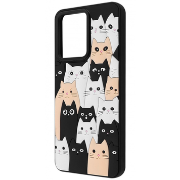 Накладка Redmi Note 12 4G Wave Doodle Cats, Black/Orange, Накладка, Redmi Note 12 4G