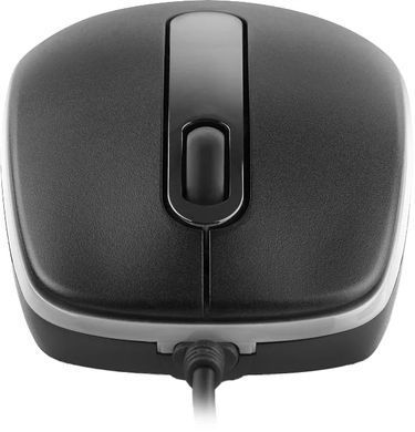 Миша REAL-EL RM-215 Black, Black, Офісна, Дротова, 4, USB, 1000, 1.50 м, Пластик, 112 &times; 55 &times; 35 мм, Симетричний, Оптичний