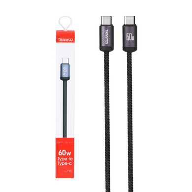 Кабель Tranyoo T-P21 Type-C to Type-C 60W 1m Black