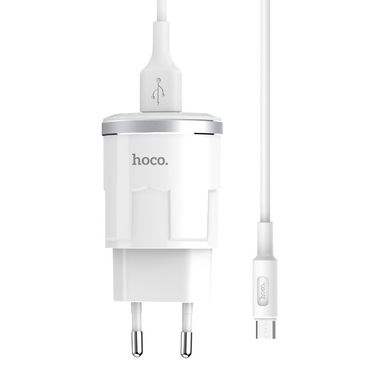 МЗП Hoco C37A 2.4A/USB + MicroUSB Сable White