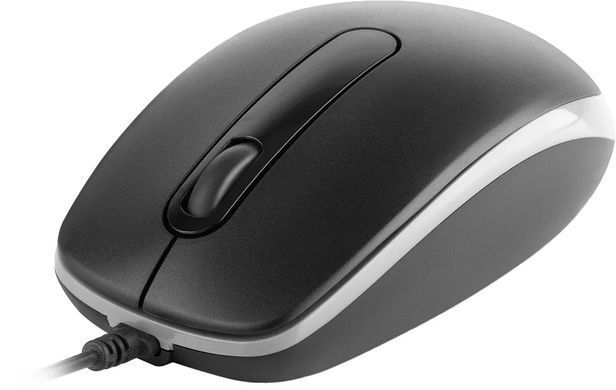 Миша REAL-EL RM-215 Black, Black, Офісна, Дротова, 4, USB, 1000, 1.50 м, Пластик, 112 &times; 55 &times; 35 мм, Симетричний, Оптичний