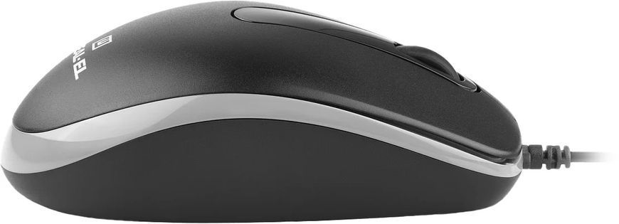 Миша REAL-EL RM-215 Black, Black, Офісна, Дротова, 4, USB, 1000, 1.50 м, Пластик, 112 &times; 55 &times; 35 мм, Симетричний, Оптичний