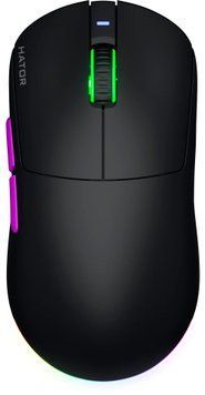 Миша бездротова Hator Quasar 3 Ultra 8K Wireless Black (HTM770), Black, Ігрова, Бездротова, 5, USB; 2.4 ГГц; Bluetooth, 30000, Пластик, 125 &times; 64 &times; 40 мм, Симетричний, Оптичний