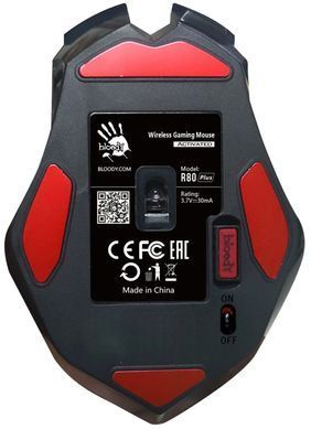 Миша бездротова Bloody R80 Plus (Skull) Black, Black, Ігрова, Бездротова, 8, 2.4 ГГц, 5000, Пластик, 123 &times; 82 &times; 43 мм, Симетричний, Оптичний