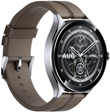 Смарт Годинник Xiaomi Watch 2 Pro BT Brown Leather Strap, 135-205 мм, 1.43", Моніторинг стресу, Альтиметр, Моніторинг сну, Підрахунок кроків, Watch 2 Pro, Android, 1-3 дні, AMOLED, Bluetooth, GPS, Wi-Fi, Магнітна зарядка, NFC, ЧСС, SpO2, Акселерометр, Гіроскоп, Барометр, Біоімпеданс, Кругла, 5 ATM