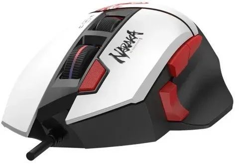 Миша Bloody W95 Ultra Naraka, Red/White, Ігрова, Дротова, 10, USB, 12000, 1.80 м, Пластик, 135 &times; 77 &times; 43 мм, Ергономічний для правої руки, Оптичний