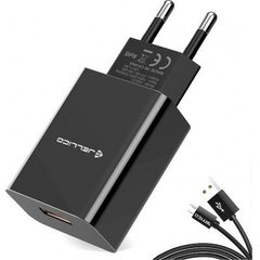 МЗП Jellico AQC35 3A QC3.0 + USB Cable MicroUSB Black