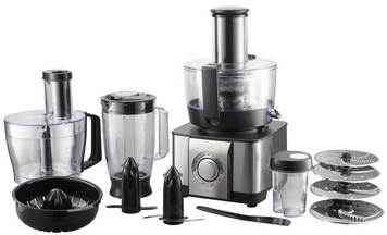 Кухонний Комбайн Gorenje SBR1000BE Black/Silver, Кухонний комбайн, 1100 Вт, 2.4 л, Пластик, Ніж-подрібнювач; Диск для шаткування; Диск для нарізання; Диск для натирання; Соковижималка; Кавомолка; Тістоміс, 6