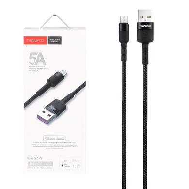Кабель Tranyoo S5 MicroUSB 1m Black