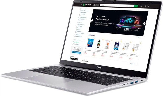 Ноутбук Acer Aspire Lite AL15-41P Silver, Aspire Lite, Офіс, Навчання, Ryzen 3 5300U, AMD Ryzen 3, 4, SSD, 512 ГБ, Інтегрована, AMD Radeon Graphics, Інтегрована, DDR4, 16 ГБ, 3200 МГц, 15.6", 1920&times;1080, IPS, 250 ніт, 60 Гц, USB-A; USB-A; USB-A; USB-C; HDMI; LAN, 58 Вт&middot;год