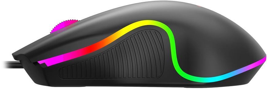 Миша GamePro GM117 Black, Black, Ігрова, Дротова, 3, USB, 1200, 1.45 м, Пластик, 122 &times; 65 &times; 38 мм, Симетричний, Оптичний