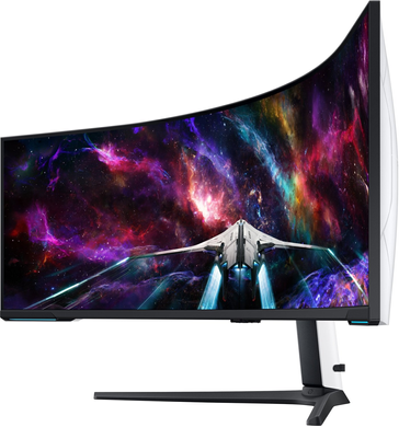 Монітор Samsung 57" Odyssey Neo G9 G95NC (LS57CG952NZXUA) Black/White Curved VA 240Hz, 7680&times;2160, 57", 240 Гц, VA, W-LED, Odyssey Neo G9, 10 біт, 32:9, Регулювання кута нахилу; Регулювання висоти, Вигнутий, DisplayPort, 3.5 мм audio, USB Hub, 3&times;HDMI, 100&times;100, Матове, 1 мс