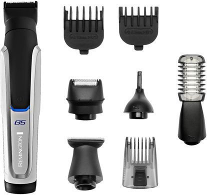 Тример Remington PG5000, Акумулятор, 90 хв, 4 год, 8, Нержавіюча сталь, Графітове покриття, Індикатор заряду, Самозагострювані леза, Миття під водою, Водонепроникний корпус, Змінні головки