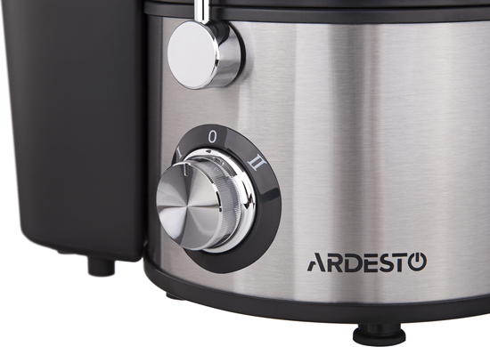 Соковижималка Ardesto JEG-1000 1000W Black, 0.5 л, 1000 Вт, Віджим соку, 2 швидкості, Автоматичне відділення м&rsquo;якоті, Завантажувальний отвір 65 мм, Контейнер для макухи 1.5 л, Система &laquo;Крапля-стоп&raquo;, Захист від перегрівання