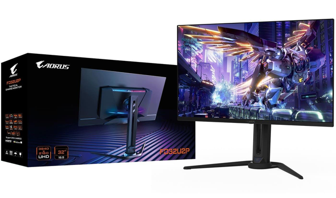 Монітор Gigabyte 31.5" Aorus FO32U2P OLED Black 240Hz, Геймінг, 3840&times;2160, 31.5", 240 Гц, OLED, OLED, Aorus, 10 біт, 16:9, Кут нахилу 90 градусів; Регулювання кута нахилу; Регулювання висоти, Плаский, USB-C, HDMI, DisplayPort, 3.5 мм audio, USB Hub, 100&times;100, Матове, 0.03 мс