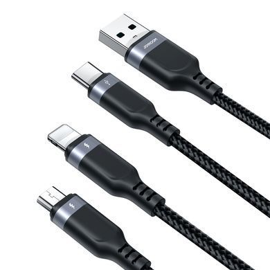 Кабель Joyroom S-A18 Lighting/Type-C/MicroUSB 1.2m Black