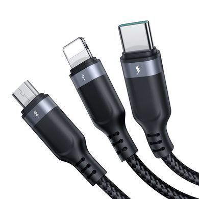 Кабель Joyroom S-A18 Lighting/Type-C/MicroUSB 1.2m Black