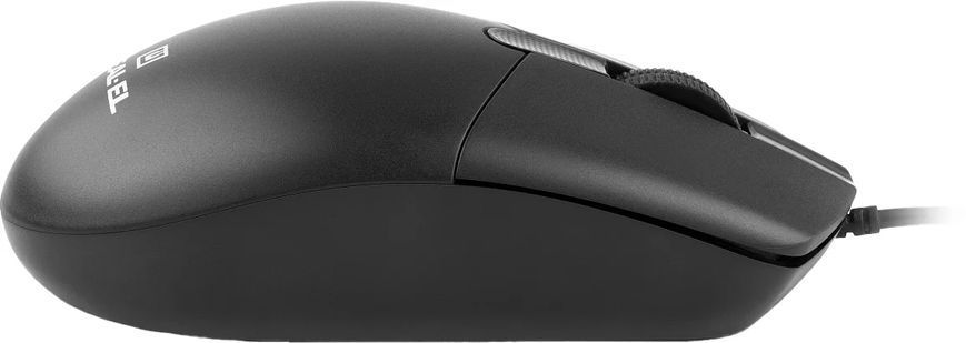 Миша REAL-EL RM-210 Black, Black, Офісна, Дротова, 3, USB, 1000, 1.50 м, Пластик, 115 &times; 55 &times; 38 мм, Симетричний, Оптичний