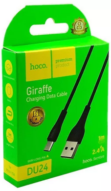 Кабель Hoco DU24 MicroUSB 8mm 1m Black