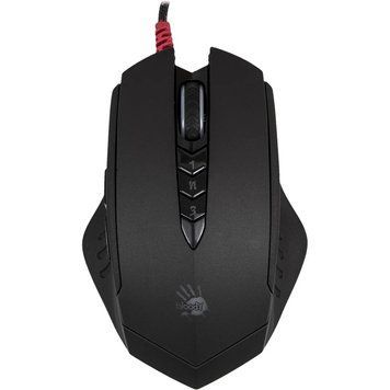 Миша A4Tech V8M Bloody Black V-Track, Black, Ігрова, Дротова, 8, USB, 3200, 1.80 м, Пластик, 123 &times; 82 &times; 43 мм, Ергономічний для правої руки, Оптичний