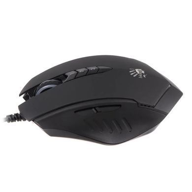 Миша A4Tech V8M Bloody Black V-Track, Black, Ігрова, Дротова, 8, USB, 3200, 1.80 м, Пластик, 123 &times; 82 &times; 43 мм, Ергономічний для правої руки, Оптичний