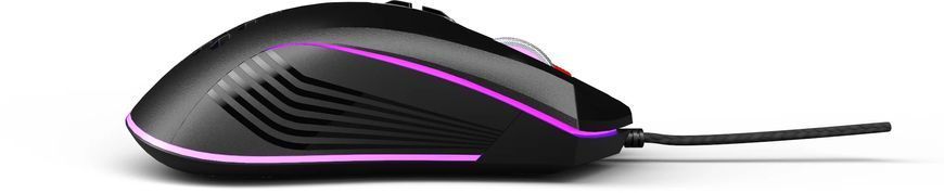 Миша GamePro GM543 Black, Black, Ігрова, Дротова, 8, USB, 6400, 1.50 м, Пластик, 130 &times; 68 &times; 45 мм, Ергономічний для правої руки, Оптичний