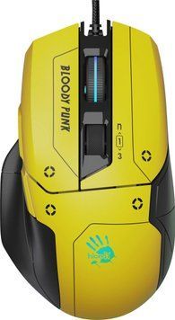 Миша A4Tech Bloody W70 Max Punk Yellow, Yellow, Ігрова, Дротова, 9, USB, 10000, 1.80 м, Пластик, 126 &times; 74 &times; 43 мм, Ергономічний для правої руки, Оптичний