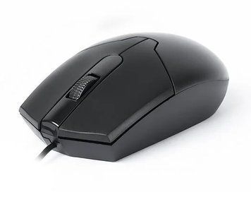 Миша REAL-EL RM-208 Black, Black, Офісна, Дротова, 3, USB, 1200, 1.50 м, Пластик, 115 &times; 55 &times; 38 мм, Симетричний, Оптичний