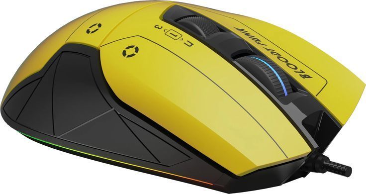 Миша A4Tech Bloody W70 Max Punk Yellow, Yellow, Ігрова, Дротова, 9, USB, 10000, 1.80 м, Пластик, 126 &times; 74 &times; 43 мм, Ергономічний для правої руки, Оптичний
