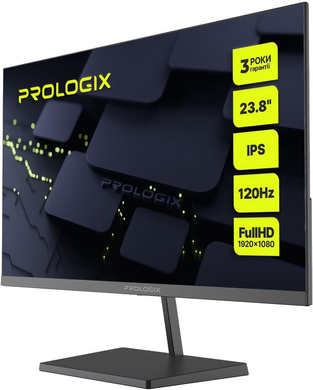 Монітор Prologix 23.8" PL2425HF IPS Black 120Hz, 1920&times;1080, 23.8", 120 Гц, IPS, W-LED, PL, 8 біт, 16:9, Регулювання кута нахилу, Плаский, HDMI, VGA, 3.5 мм audio, 75&times;75, Матове, 1 мс