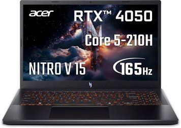 Ноутбук ACER Nitro V 15 ANV15-52-56CE (NH.QV2EU.00V), Nitro V 15, Геймінг, Core 5 210H, Intel Core 5, 8, SSD, 512 ГБ, Дискретна, GeForce RTX 4050, 6 ГБ, DDR5, 16 ГБ, 5600 МГц, 15.6", 1920&times;1080, IPS, 300 ніт, 165 Гц, USB-A; USB-A; USB-A; Thunderbolt 4; HDMI; LAN, 57 Вт&middot;год