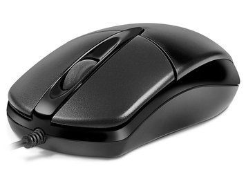 Миша REAL-EL RM-214 Black, Black, Офісна, Дротова, 3, USB, 800, 1.50 м, Пластик, 115 &times; 55 &times; 38 мм, Симетричний, Оптичний