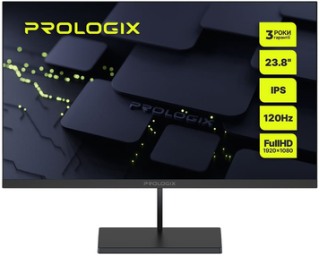 Монітор Prologix 23.8" PL2425HF IPS Black 120Hz, 1920&times;1080, 23.8", 120 Гц, IPS, W-LED, PL, 8 біт, 16:9, Регулювання кута нахилу, Плаский, HDMI, VGA, 3.5 мм audio, 75&times;75, Матове, 1 мс