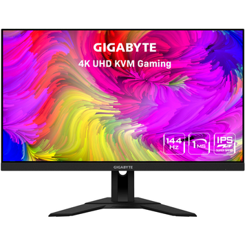 Монiтор Gigabyte Gaming 28" M28U IPS Black, Геймінг, 3840&times;2160, 28", 144 Гц, IPS, W-LED, M, 10 біт, 16:9, Регулювання кута нахилу, Плаский, USB-C, HDMI, DisplayPort, 3.5 мм audio, USB Hub, 100&times;100, Матове, 1 мс
