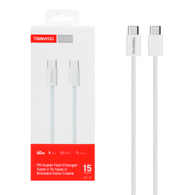 Кабель Tranyoo CC-15 Type-C to Type-C PD 60W 1m White