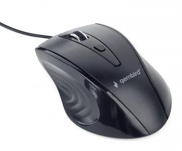 Миша Gembird MUS-4B-02 Black, Black, Офісна, Дротова, 4, USB, 1200, 1.35 м, Пластик, 99 &times; 65 &times; 37 мм, Симетричний, Оптичний