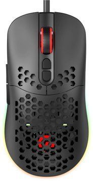 Миша GamePro GM395 Black, Black, Ігрова, Дротова, 7, USB, 6400, 1.50 м, Пластик, 129 &times; 66 &times; 39 мм, Симетричний, Оптичний