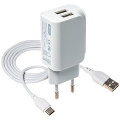 СЗУ XO L35D 2.1A/2USB+Type-C Cable White