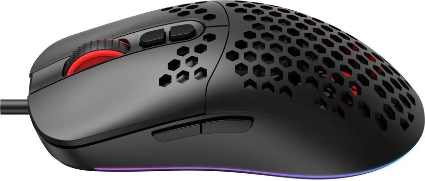Миша GamePro GM395 Black, Black, Ігрова, Дротова, 7, USB, 6400, 1.50 м, Пластик, 129 &times; 66 &times; 39 мм, Симетричний, Оптичний