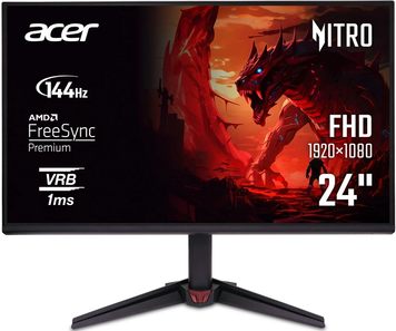 Монiтор Acer 23.8" Nitro VG240YP6bip (UM.QV0EE.609) IPS Black 144Hz, Геймінг, 1920&times;1080, 23.8", 144 Гц, IPS, W-LED, Nitro, 8 біт, 16:9, Регулювання кута нахилу, Плаский, HDMI, DisplayPort, 100&times;100, Матове, 1 мс